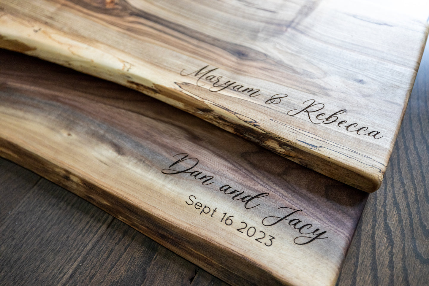 Custom Engraved Live Edge Cutting & Display Boards