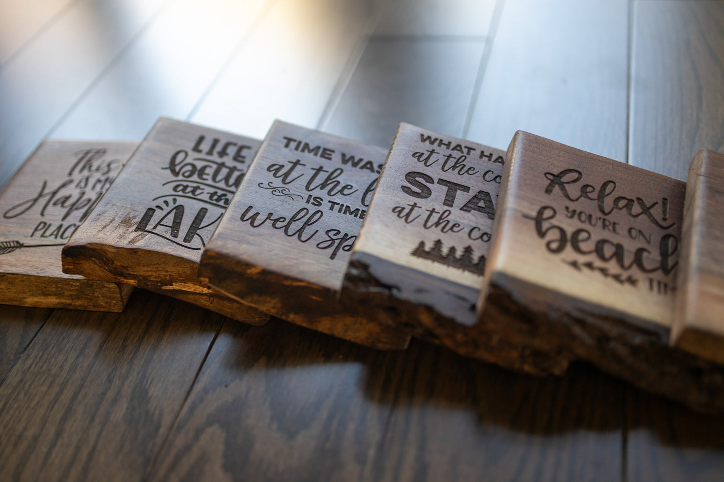 Custom Engraved Live Edge Coasters