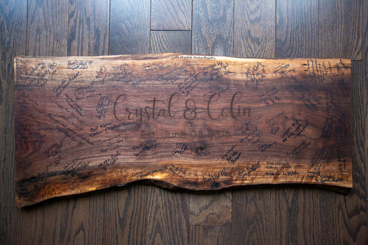 Engraved Live Edge Wedding Guestbook Alternative