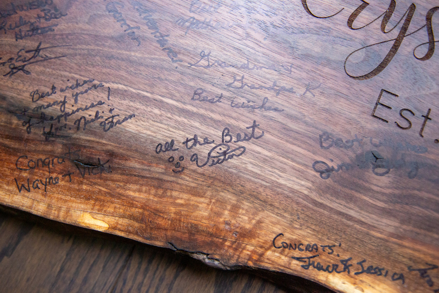 Engraved Live Edge Wedding Guestbook Alternative